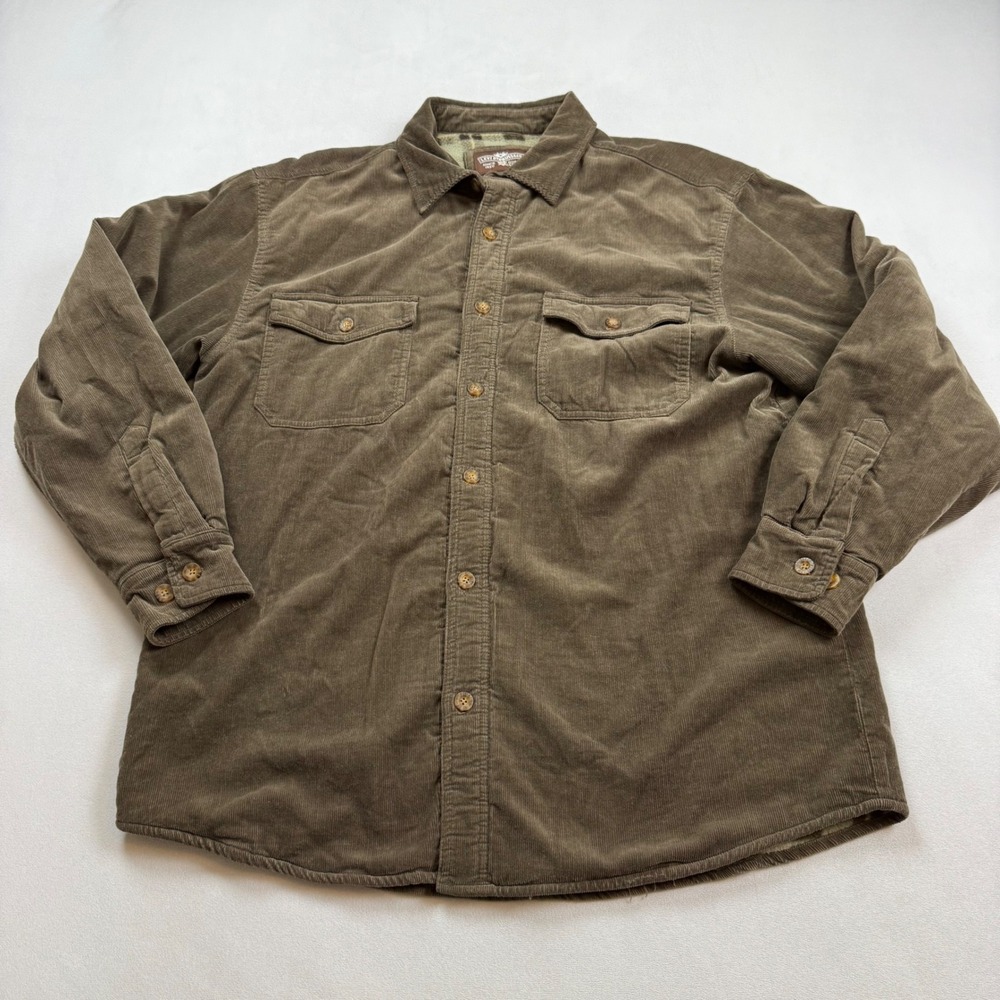 Levi Strauss Mens LG Corduroy Fleece Lined Plaid Shirt Jacket Brown RN108480